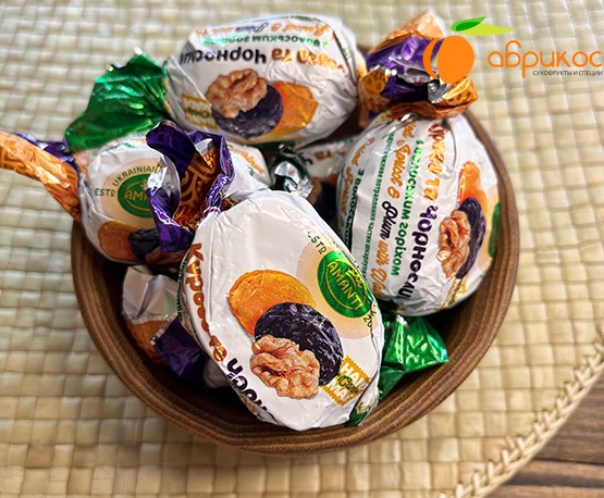 Конфеты «Курага и чернослив с грецким орехом»